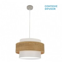 Distribuidor - Lâmpadas Diversas | Colgantes Moderno | COLGANTE MYRIAM 2XE27 NÍQUEL/MADERA CLARA REGX50X50 CM Ref: 177695085